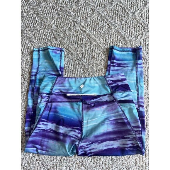 Womens KYODAN LADIES PURPLE AND Blue Crop Capri Yoga Gym LEGGINGS.  SZ XS - Picture 5 of 5
